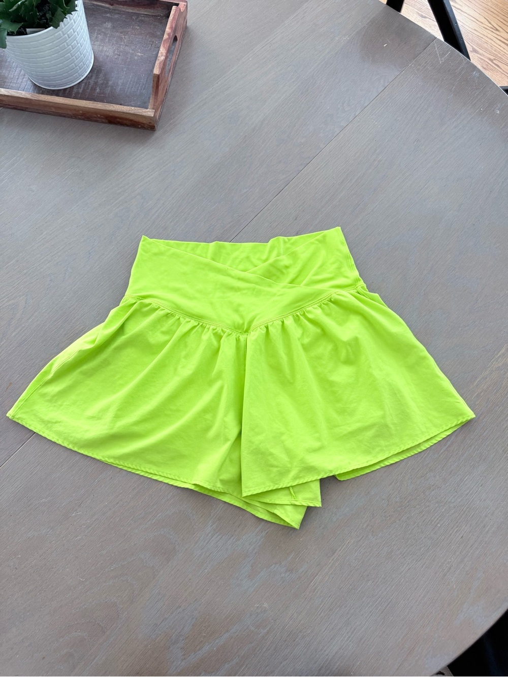 OFFLINE By Aerie Real Me Crossover Flowy Shorts Neon Lime